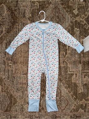 Light Blue Animal Print Kids One-Piece Pajamas